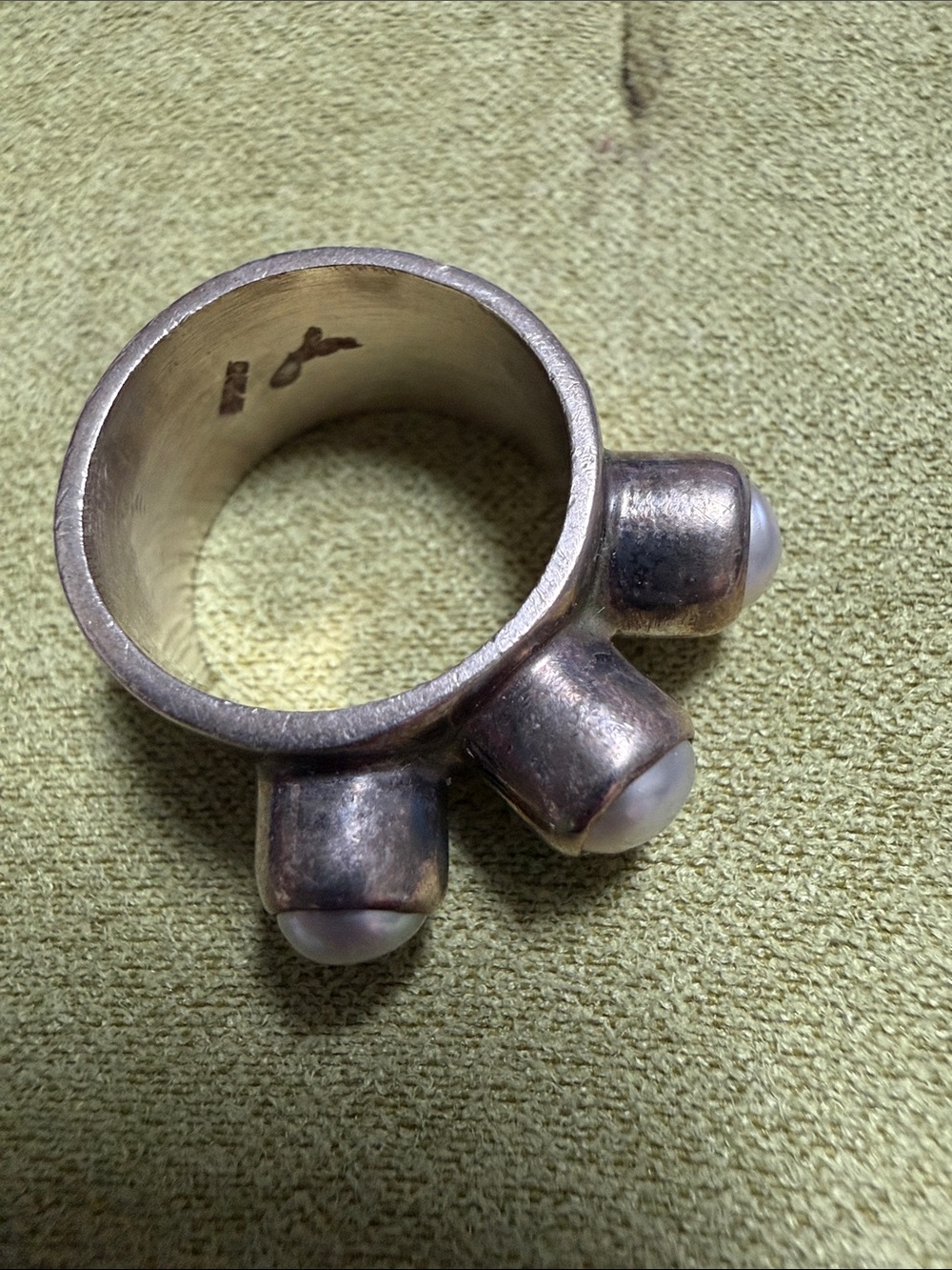 James Avery Sterling Silver Ring with Three White Pearls